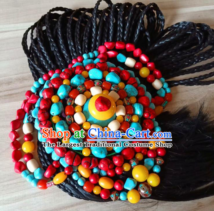 Chinese Traditional Zang Ethnic Nobility Princess Hair Clasp Hair Accessories Tibetan Nationality Headwear for Women