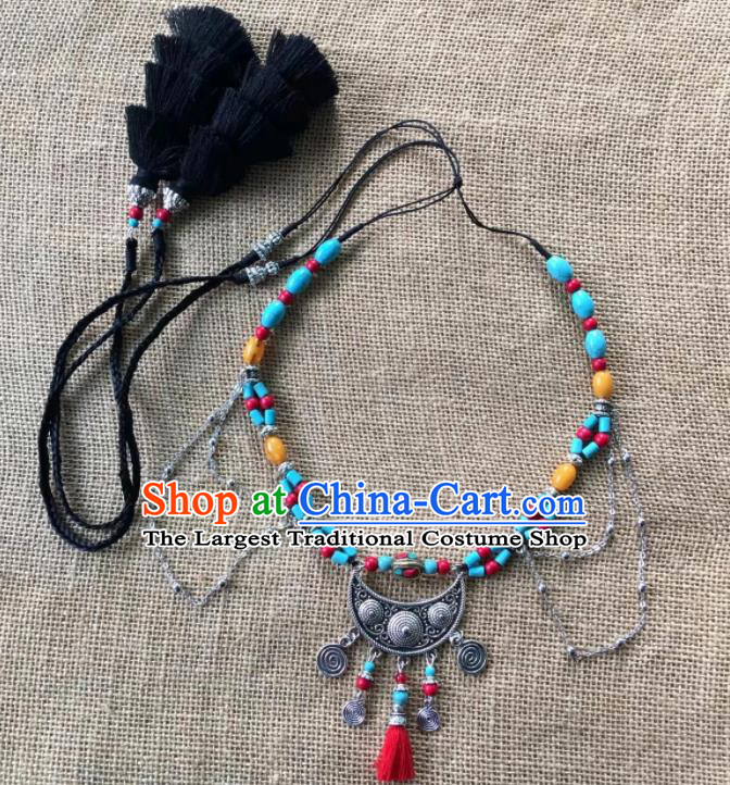 Chinese Traditional Tibetan Ethnic Silver Hair Clasp Hair Accessories Zang Minority Nationality Headwear for Women
