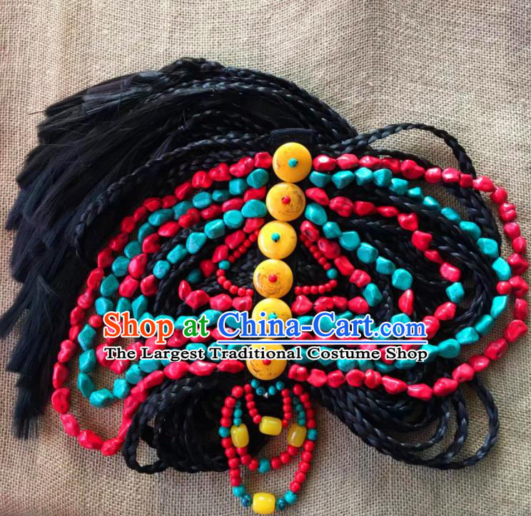 Chinese Traditional Tibetan Ethnic Kallaite Hair Clasp Hair Accessories Zang Minority Nationality Headwear for Women