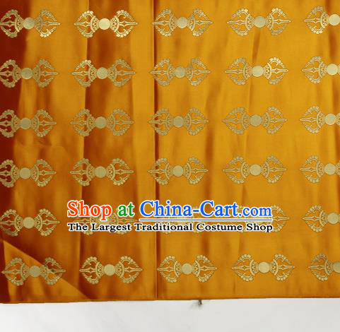 Asian Chinese Traditional Buddhism Vajra Pattern Golden Brocade Tibetan Robe Satin Fabric Silk Material