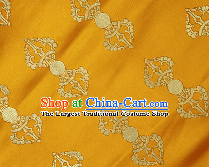 Asian Chinese Traditional Buddhism Vajra Pattern Golden Brocade Tibetan Robe Satin Fabric Silk Material