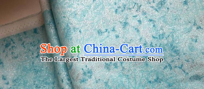 Traditional Chinese Cheongsam Classical Pattern Lake Blue Brocade Fabric Ancient Hanfu Silk Cloth
