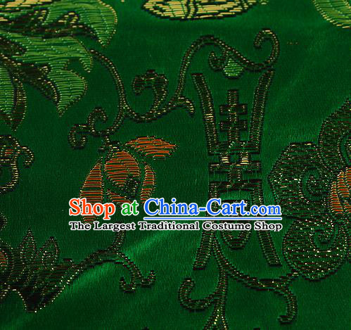 Asian Chinese Traditional Chrysanthemum Pattern Green Brocade Tibetan Robe Satin Fabric Silk Material