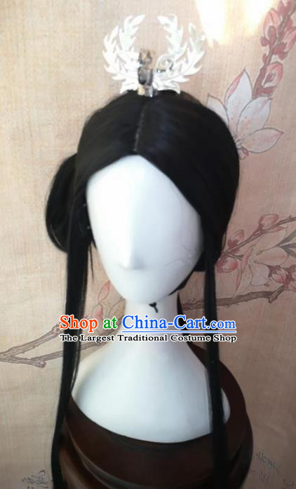Chinese Traditional Cosplay Peri Princess Wigs Ancient Nobility Lady Wig Sheath Hair Accessories for Women