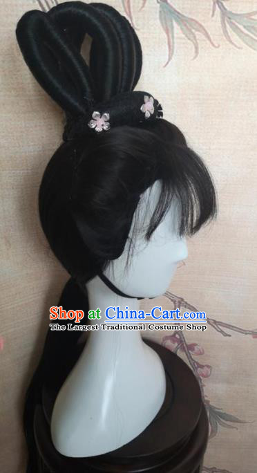 Chinese Traditional Cosplay Flying Apsaras Wigs Ancient Nobility Lady Wig Sheath Hair Accessories for Women