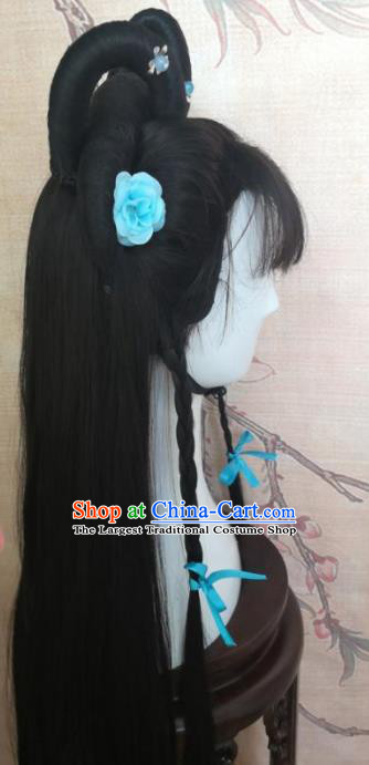 Chinese Traditional Cosplay Lin Daiyu Wigs Ancient Nobility Lady Wig Sheath Hair Accessories for Women