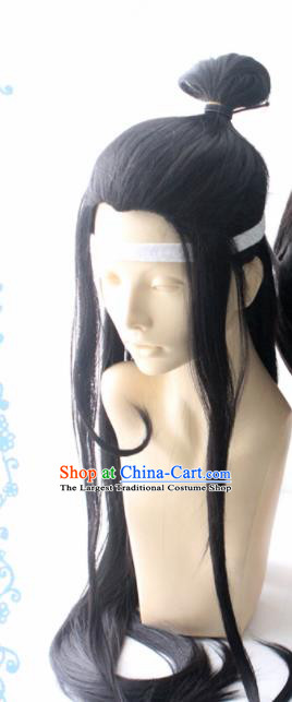 Chinese Traditional Cosplay Taoist Priest Wigs Ancient Swordsman Wig Sheath Hair Accessories for Men