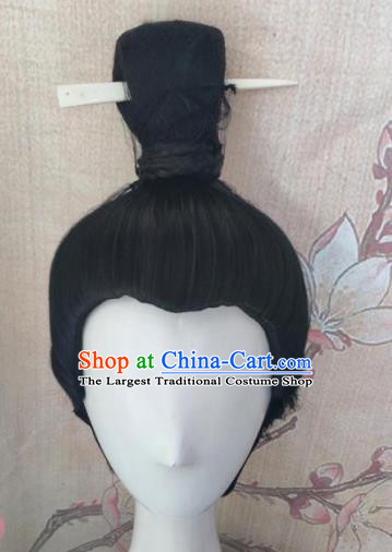 Traditional Chinese Cosplay Hanfu Swordsman Wigs Ancient Taoist Priest Wig Sheath Hair Accessories for Men