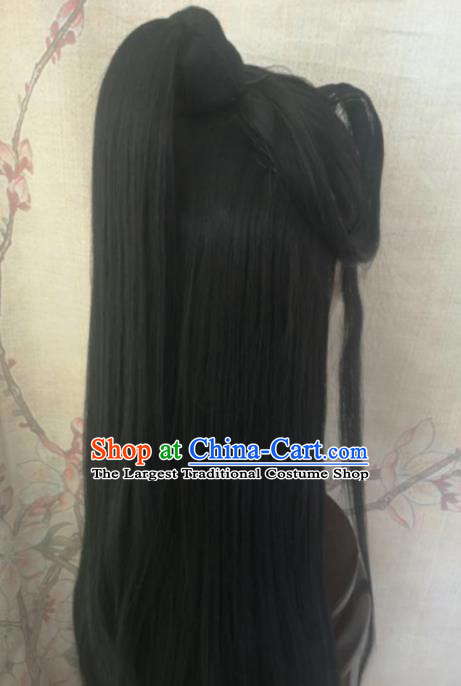 Chinese Traditional Cosplay Swordswoman Wan Ning Wigs Ancient Nobility Lady Wig Sheath Hair Accessories for Women