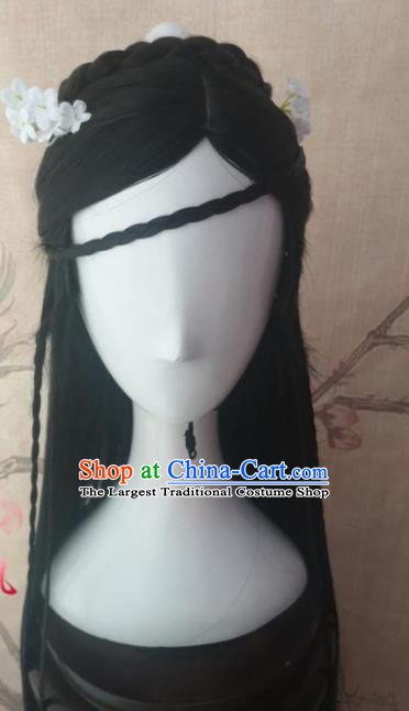 Chinese Traditional Cosplay Dragon Buster Zhao Min Wigs Ancient Princess Wig Sheath Hair Accessories for Women
