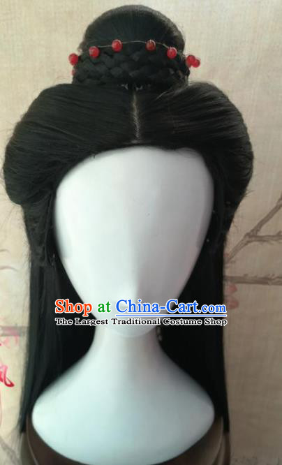 Chinese Traditional Cosplay The Legendary Swordsman Ren Yingying Wigs Ancient Swordswoman Wig Sheath Hair Accessories for Women