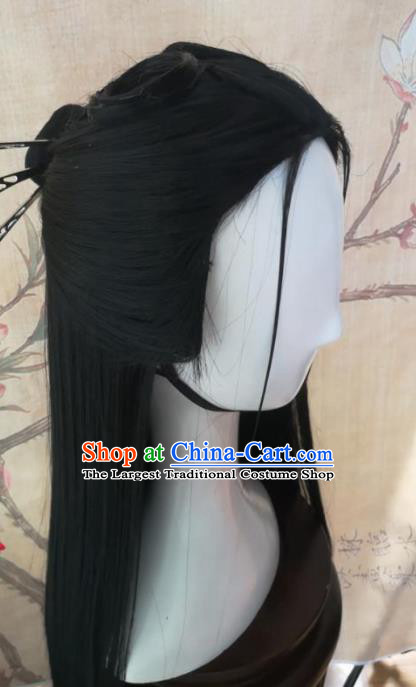 Chinese Traditional Cosplay Dragon Buster Zhou Zhiruo Wigs Ancient Swordswoman Wig Sheath Hair Accessories for Women