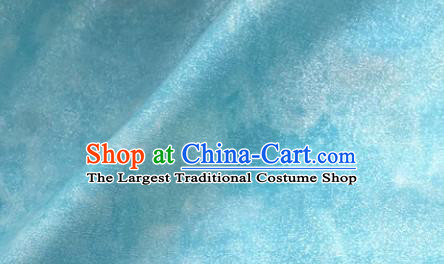 Traditional Chinese Cheongsam Blue Brocade Fabric Ancient Hanfu Silk Cloth