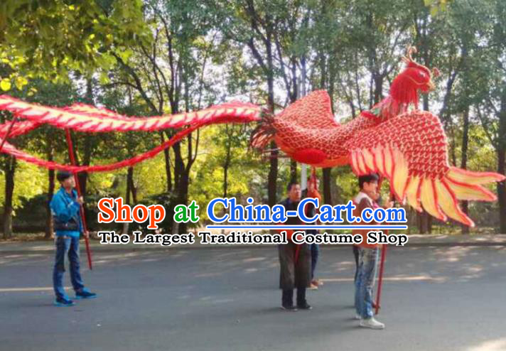 Chinese Lantern Festival Dragon Dance Competition Red Phoenix Head Traditional Dragon Dance Prop Complete Set for Adult