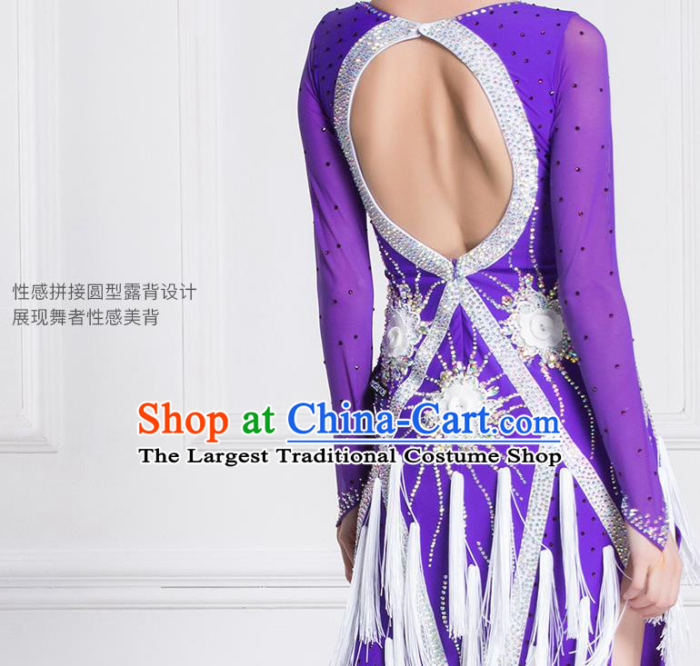 Top Grade Latin Dance Purple Dress Modern Dance International Ballroom Dance Costume for Women