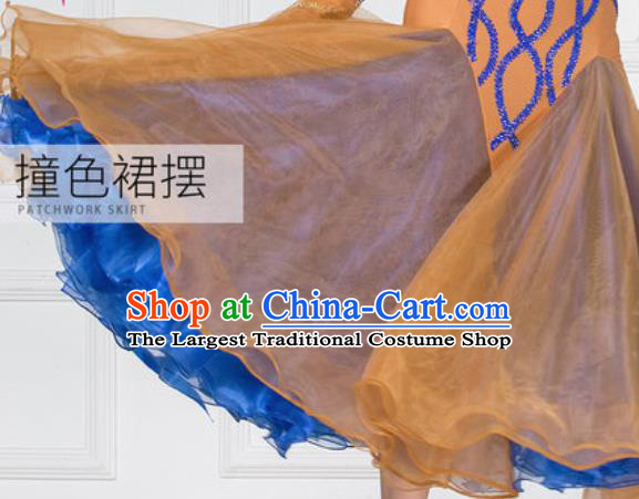 Professional Modern Dance Orange Dress Ballroom Dance International Waltz Competition Costume for Women