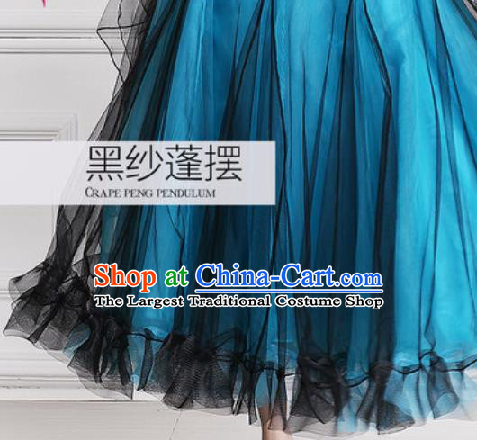 Top Waltz Competition Modern Dance Blue Dress Ballroom Dance International Dance Costume for Women
