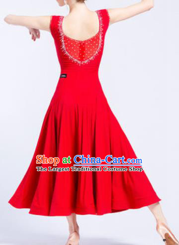 Top Grade Modern Dance Red Dress Ballroom Dance International Waltz Competition Costume for Women