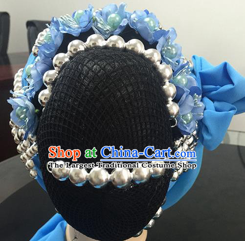 Chinese Beijing Opera Female Civilian Headgear Traditional Peking Opera Plebs Wig Sheath and Hair Accessories for Women