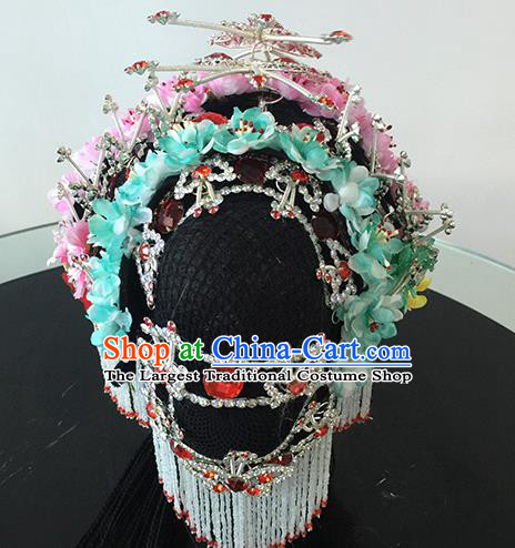 Chinese Beijing Opera Headgear Traditional Peking Opera Actress Wig Sheath and Hair Accessories for Women