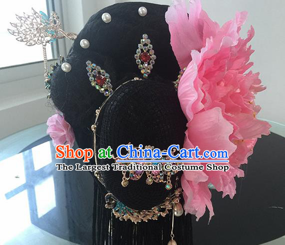 Chinese Beijing Opera Peri Headgear Traditional Peking Opera Actress Wig Sheath and Hair Accessories for Women