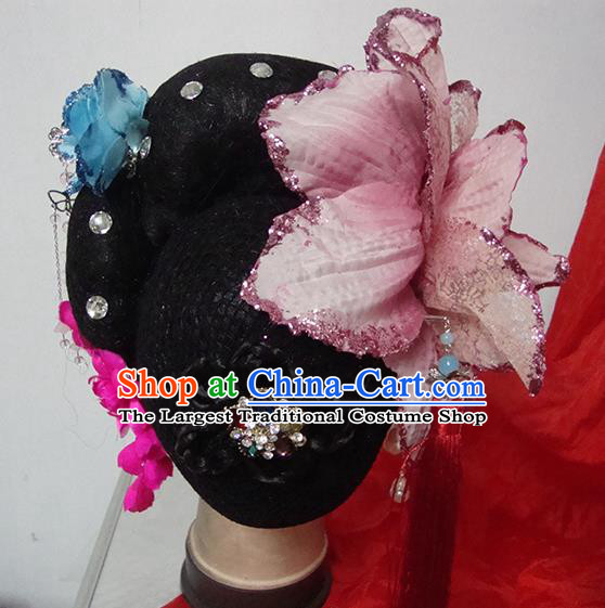 Chinese Beijing Opera Rich Lady Headgear Traditional Peking Opera Wig Sheath and Hair Accessories for Women