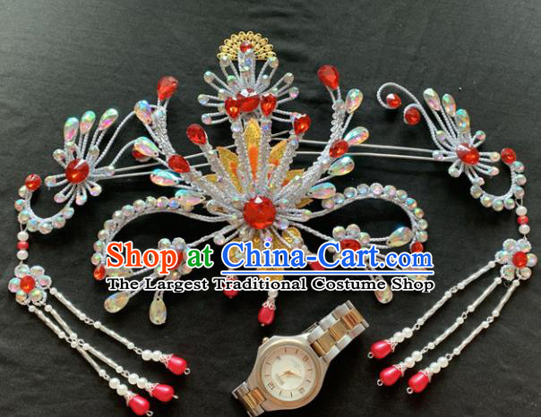 Chinese Beijing Opera Diva Phoenix Hairpins Headgear Traditional Peking Opera Queen Hair Accessories for Women