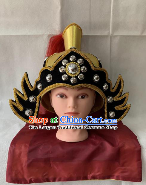 Chinese Beijing Opera Takefu Hat Traditional Peking Opera Soldier Helmet Headwear for Men