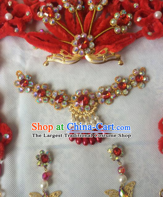 Chinese Beijing Opera Diva Red Hairpins Traditional Peking Opera Queen Hair Accessories for Women