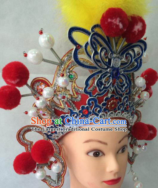 Chinese Beijing Opera Blues Hat Traditional Peking Opera Diva Female Swordsman Hair Accessories for Women