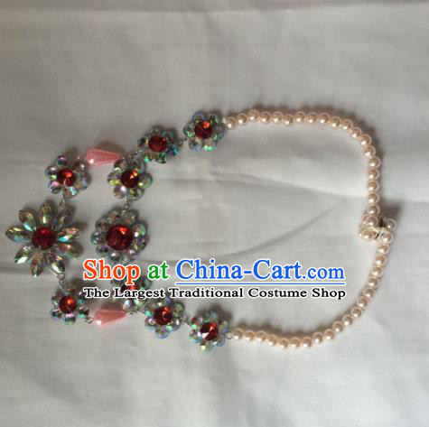 Chinese Beijing Opera Princess Red Crystal Necklace Traditional Peking Opera Diva Necklet Accessories for Women