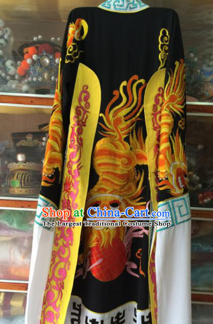Chinese Beijing Opera Takefu Black Embroidered Robe Traditional Peking Opera General Costume for Men