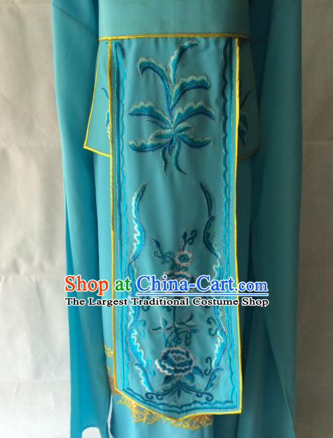 Chinese Beijing Opera Takefu Blue Clothing Traditional Peking Opera Prince Costume for Men