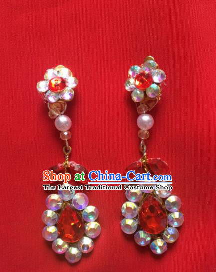 Chinese Beijing Opera Princess Crystal Earrings Traditional Peking Opera Diva Ear Accessories for Women