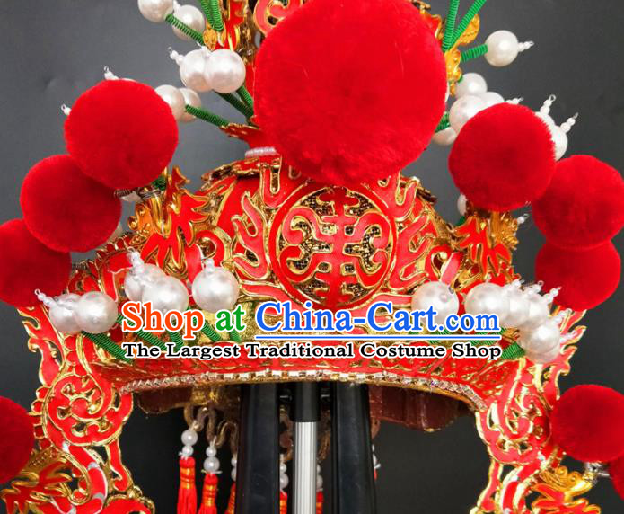 Chinese Beijing Opera Prince Red Hat Traditional Peking Opera Hair Accessories for Men