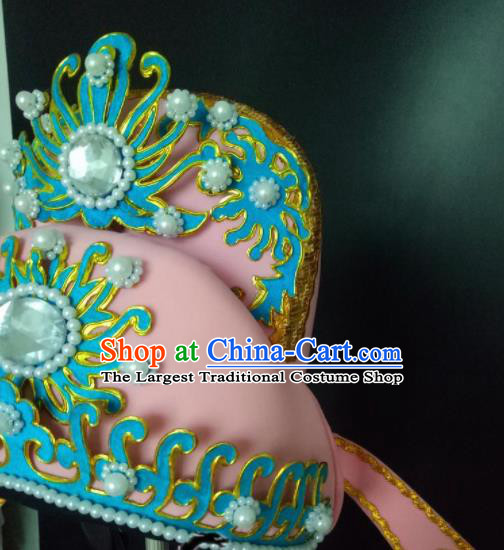 Chinese Beijing Opera Niche Pink Hat Traditional Peking Opera Crown Prince Hair Accessories for Men