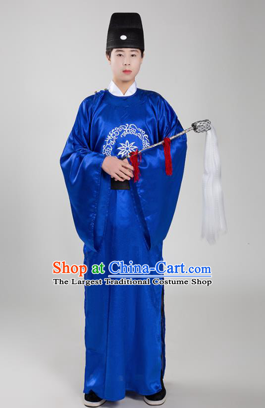 Chinese Ancient Court Eunuch Royalblue Robe Traditional Ming Dynasty Manservant Costume for Men