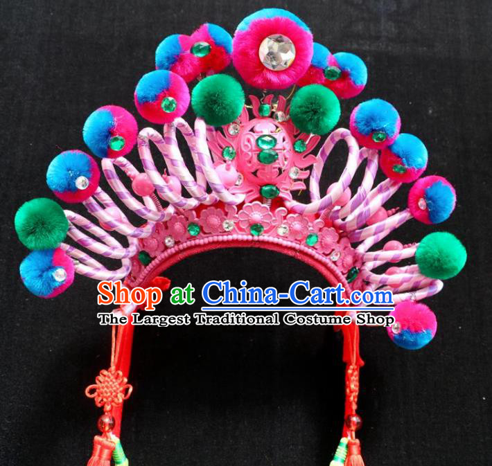 Chinese Beijing Opera Female Warrior Phoenix Coronet Traditional Peking Opera Swordsman Hat Hair Accessories for Women