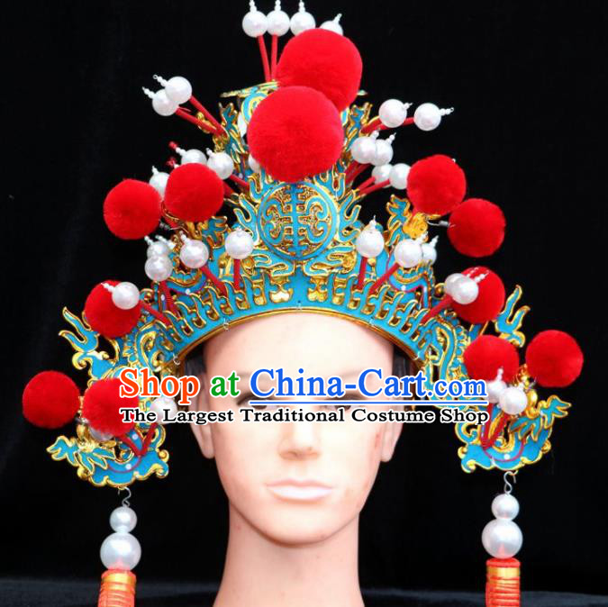 Chinese Beijing Opera Crown Prince Hat Traditional Peking Opera Emperor Hair Accessories for Men