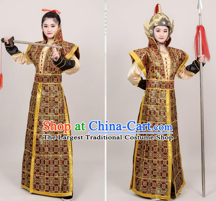 Chinese Ancient Traditional Northern and Southern Dynasties Female General Costume Helmet and Armour for Women