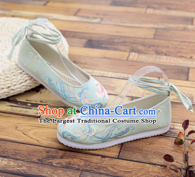 Traditional Chinese Handmade Embroidered Butterfly Green Shoes National Cloth Shoes for Women