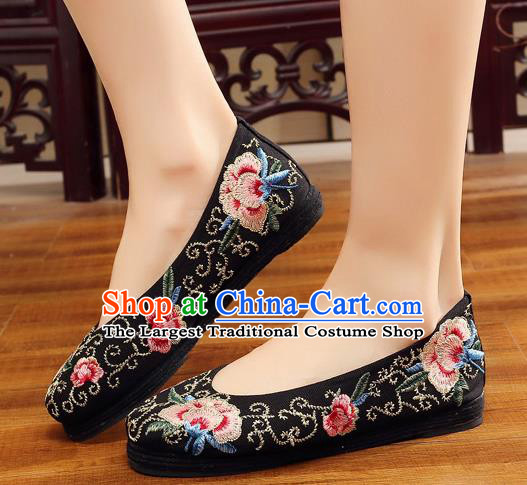 Traditional Chinese Handmade Embroidered Black Shoes Hanfu Shoes National Cloth Shoes for Women