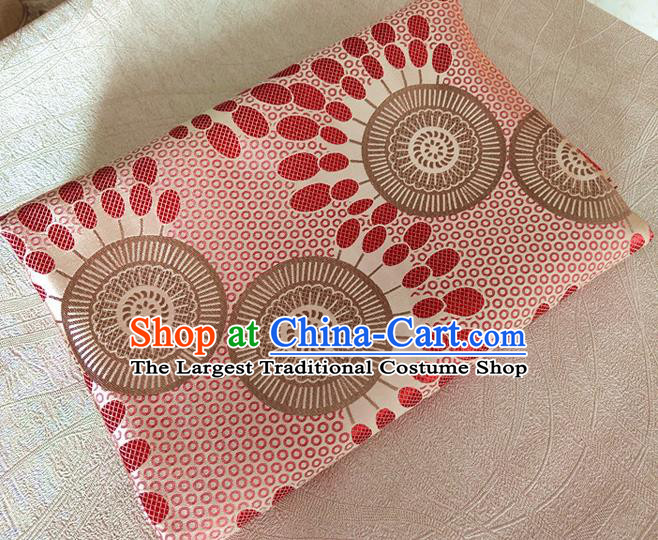 Asian Japan Traditional Sunflowers Pattern Design Pink Brocade Damask Fabric Kimono Satin Material