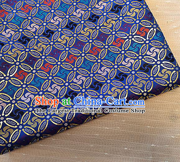 Asian Chinese Traditional Winnower Pattern Design Royalblue Brocade Cheongsam Fabric Silk Material