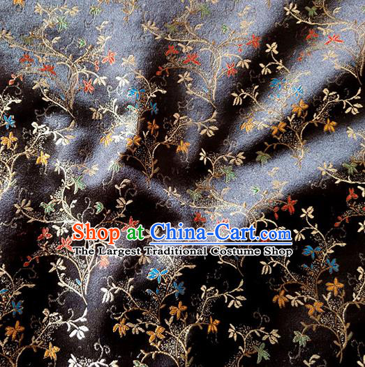 Asian Chinese Traditional Tuberose Pattern Design Black Brocade Cheongsam Fabric Silk Material