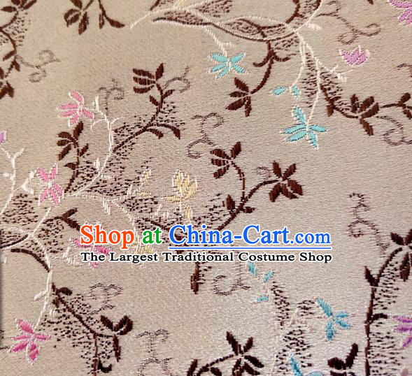 Asian Chinese Traditional Tuberose Pattern Design Beige Brocade Cheongsam Fabric Silk Material