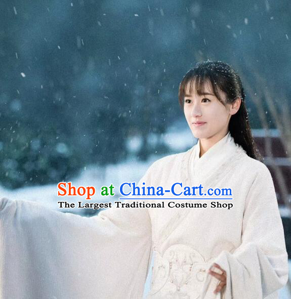 Ever Night Ancient Chinese Drama Traditional Tang Dynasty Royal Princess Mo Shanshan White Costumes for Women