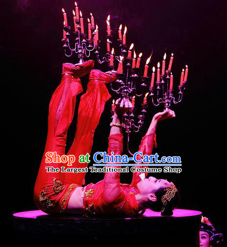 Chinese The Romantic Show of Songcheng Palace Dance Dress Stage Performance Goddess Red Costume and Headpiece for Women