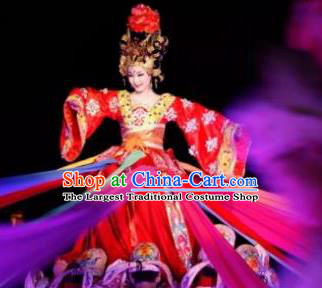 Chinese The Long Regret Tang Dynasty Consort Yang Dance Red Dress Stage Performance Costume for Women