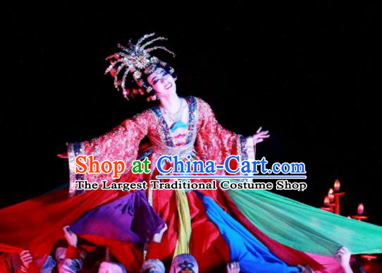 Chinese The Long Regret Tang Dynasty Consort Yang Dance Red Dress Stage Performance Costume for Women